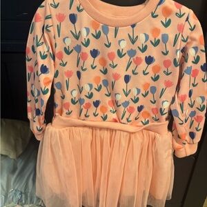 SHEIN Peach Floral Kids Casual Dress